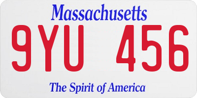 MA license plate 9YU456