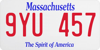MA license plate 9YU457