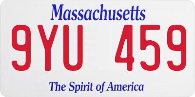 MA license plate 9YU459