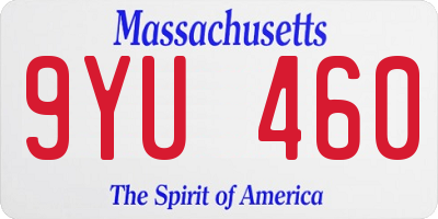 MA license plate 9YU460