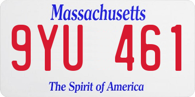 MA license plate 9YU461