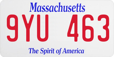 MA license plate 9YU463