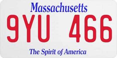 MA license plate 9YU466