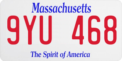MA license plate 9YU468