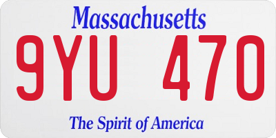 MA license plate 9YU470