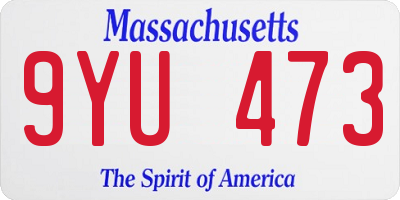 MA license plate 9YU473