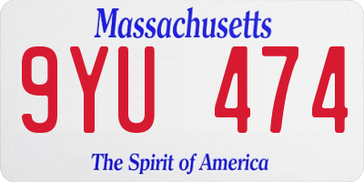 MA license plate 9YU474