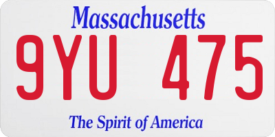 MA license plate 9YU475