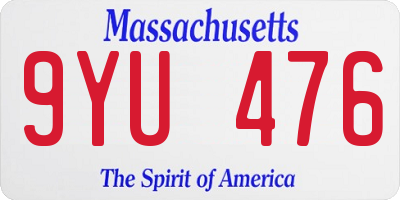 MA license plate 9YU476