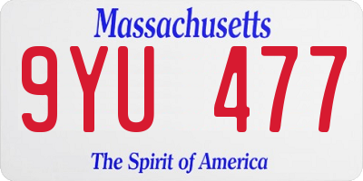 MA license plate 9YU477