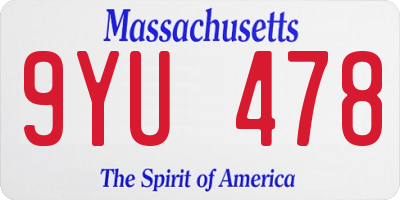 MA license plate 9YU478