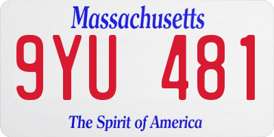 MA license plate 9YU481