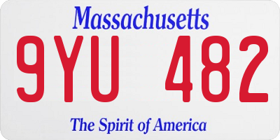 MA license plate 9YU482