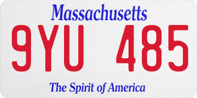 MA license plate 9YU485