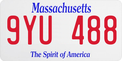 MA license plate 9YU488