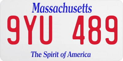 MA license plate 9YU489