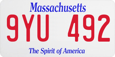 MA license plate 9YU492