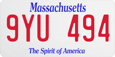 MA license plate 9YU494