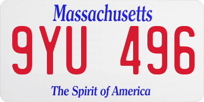 MA license plate 9YU496