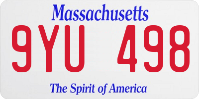 MA license plate 9YU498