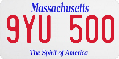 MA license plate 9YU500