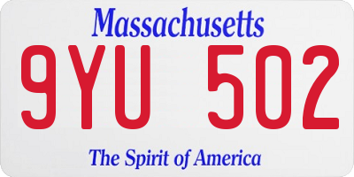 MA license plate 9YU502