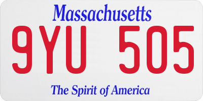 MA license plate 9YU505