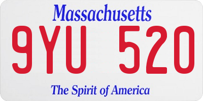 MA license plate 9YU520