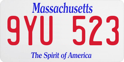 MA license plate 9YU523