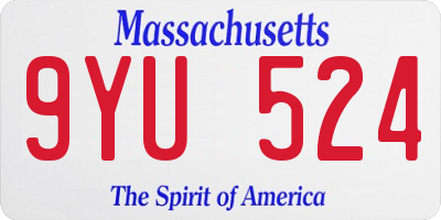 MA license plate 9YU524