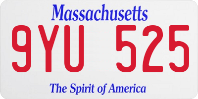 MA license plate 9YU525