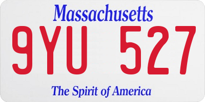 MA license plate 9YU527