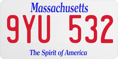 MA license plate 9YU532
