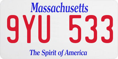 MA license plate 9YU533