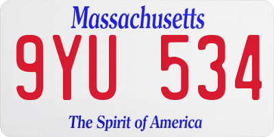 MA license plate 9YU534