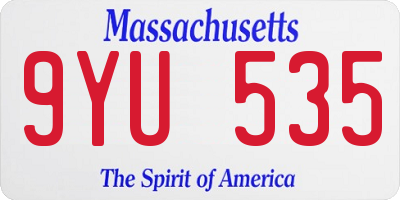 MA license plate 9YU535