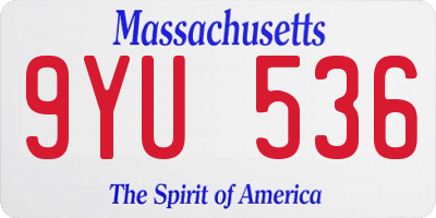 MA license plate 9YU536