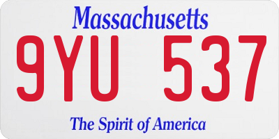 MA license plate 9YU537