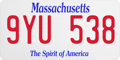 MA license plate 9YU538