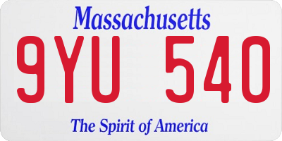 MA license plate 9YU540