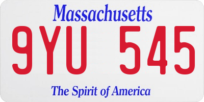 MA license plate 9YU545