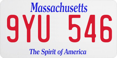 MA license plate 9YU546