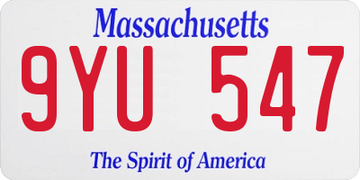 MA license plate 9YU547