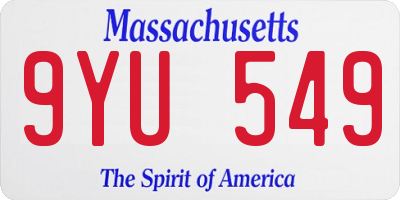 MA license plate 9YU549