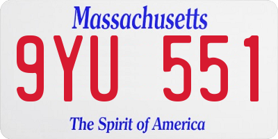 MA license plate 9YU551