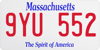 MA license plate 9YU552
