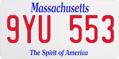 MA license plate 9YU553