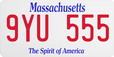 MA license plate 9YU555
