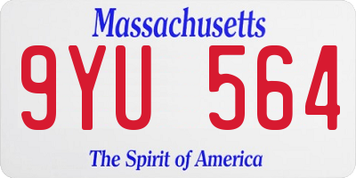 MA license plate 9YU564