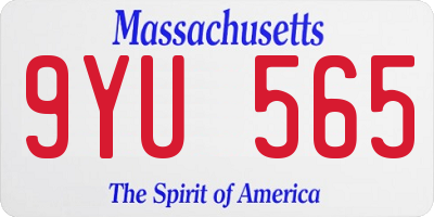 MA license plate 9YU565
